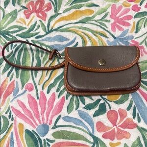 Dooney and Bourke 
Brown and Tan Leather Wristlet